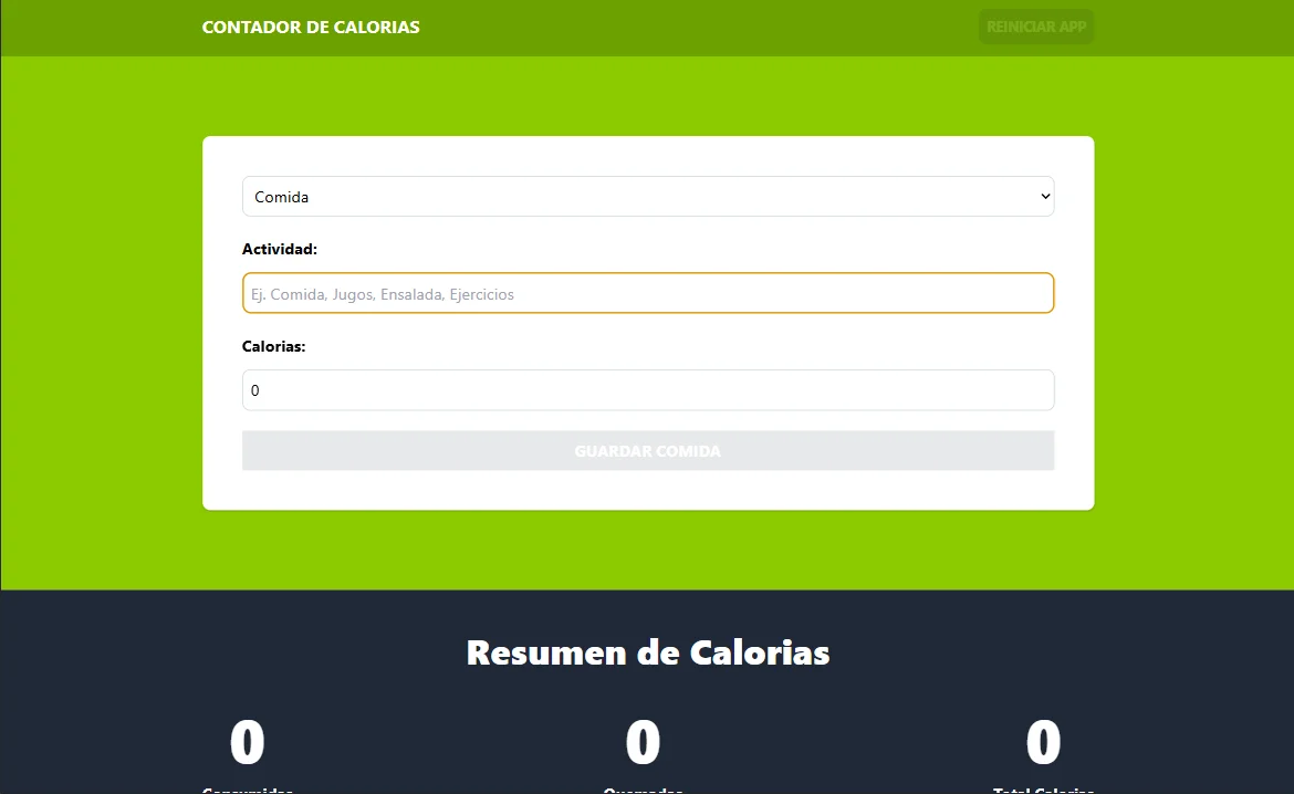Contador de Calorías - Versión Desktop